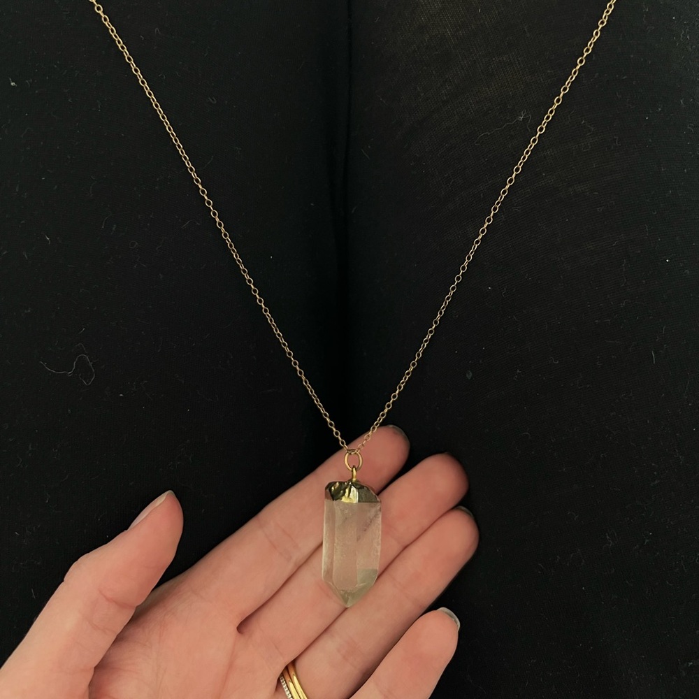 White stone gold plated necklace